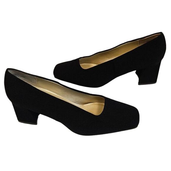 Jasmine Flex Black Fabric Block Heels sz 11 - Picture 1 of 7